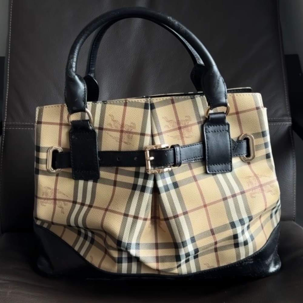 Tan and Black Plaid Tote